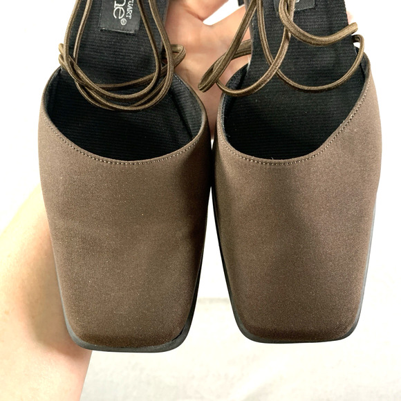 VTG Madeline Stuart Womens Strappy Square Block Heels Sz 8 M Brown Y2K Formal - Picture 4 of 11